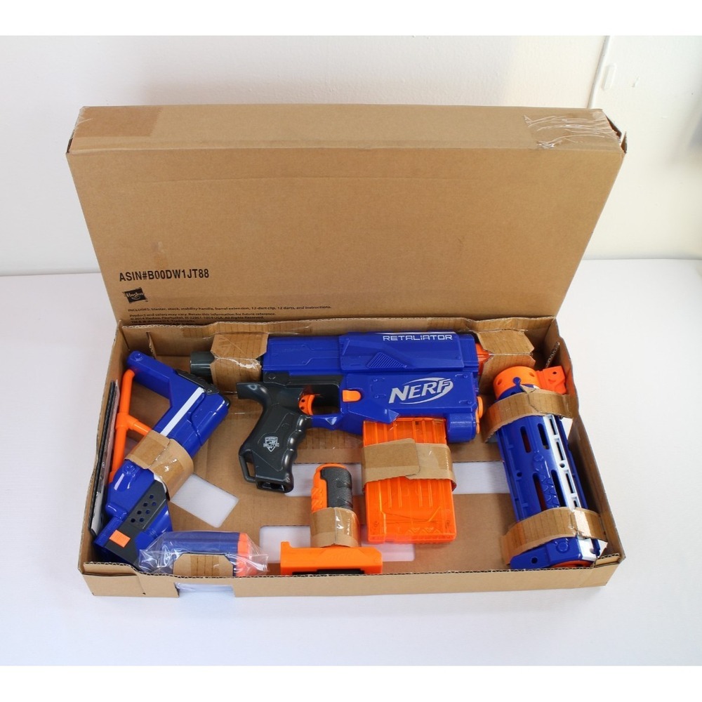 Nerf N-Strike Elite Retaliator Blaster Open Box w/ Stock Barrel Grip Clip Box